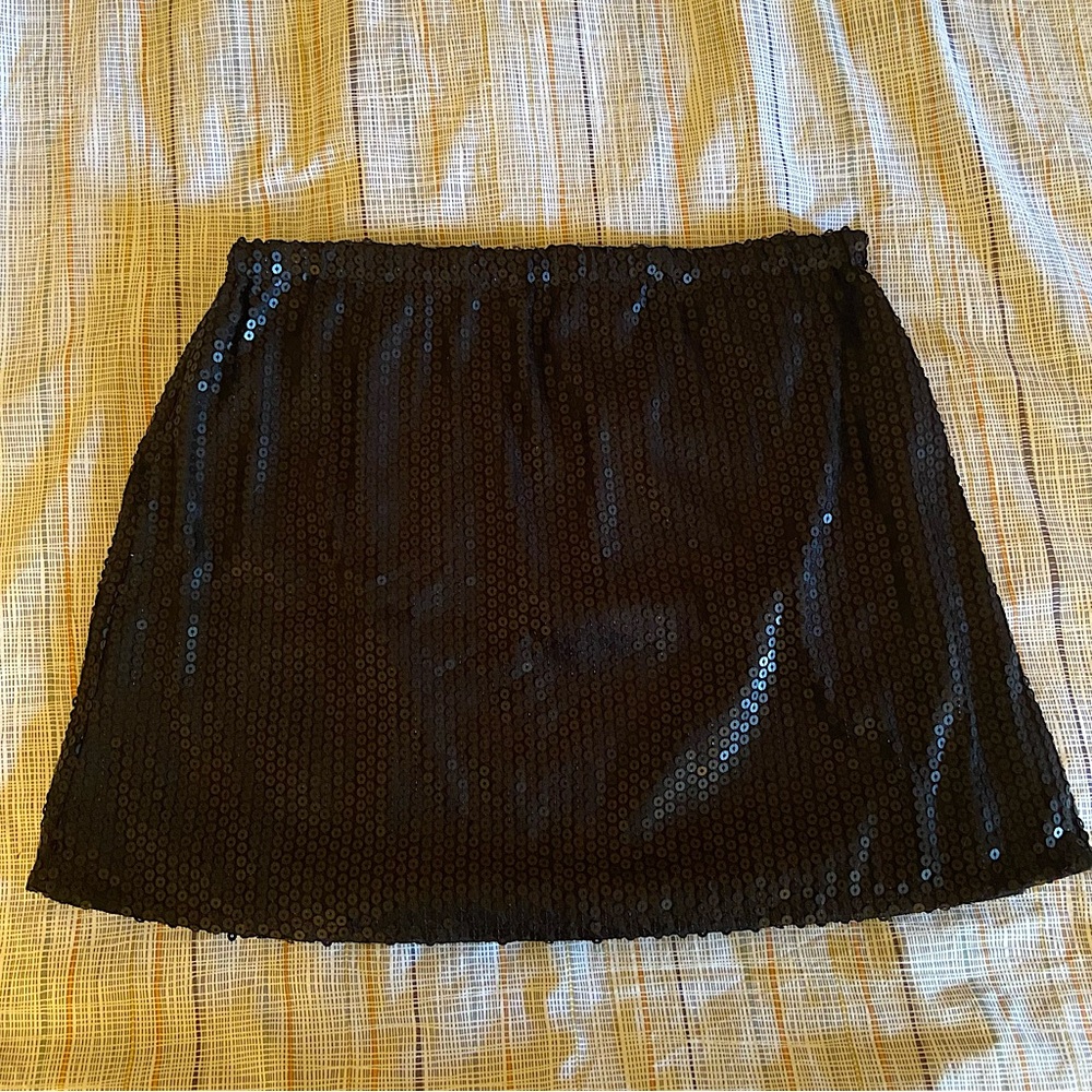 Black sequinned mini skirt